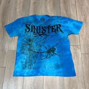 Vintage Men’s Y2K Affliction Sinful Blue Spider Graphic Tee Size XL